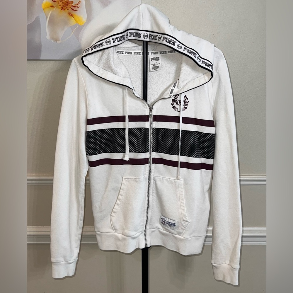 PINK Victoria’s Secret Perfect Full Zip Hoodie Jacket! Size Large.